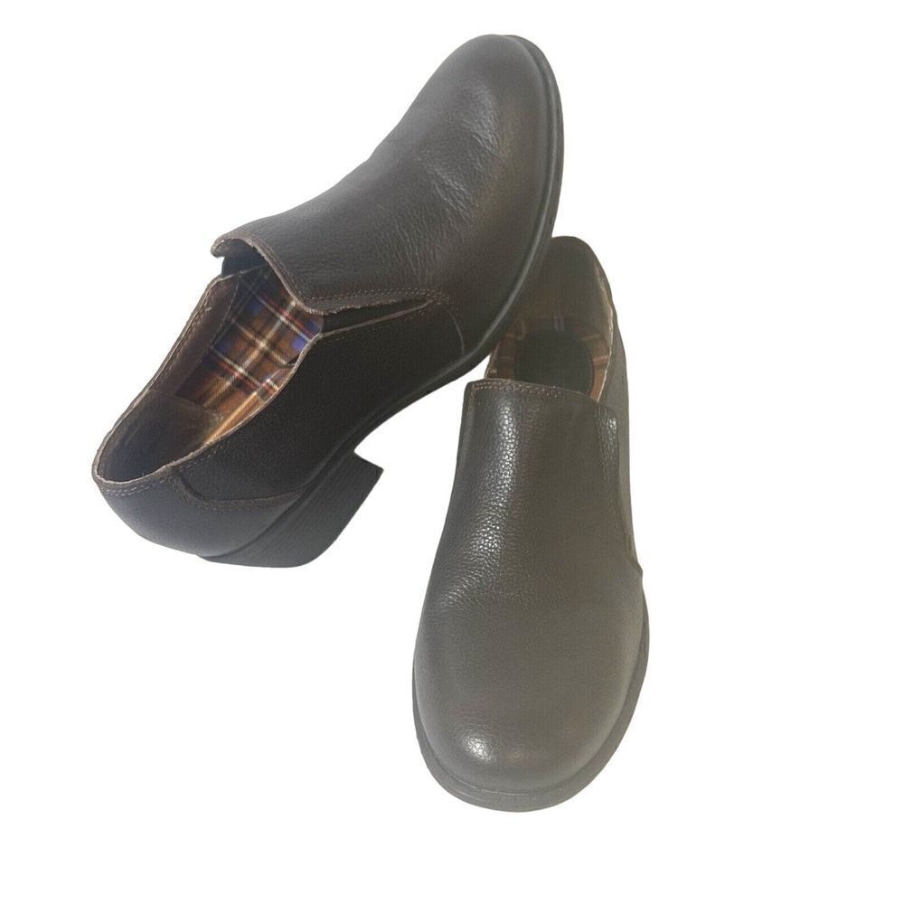 BOC Born Brown Leather Block Heel Slip On Pump Womens Size 10 M Shoes